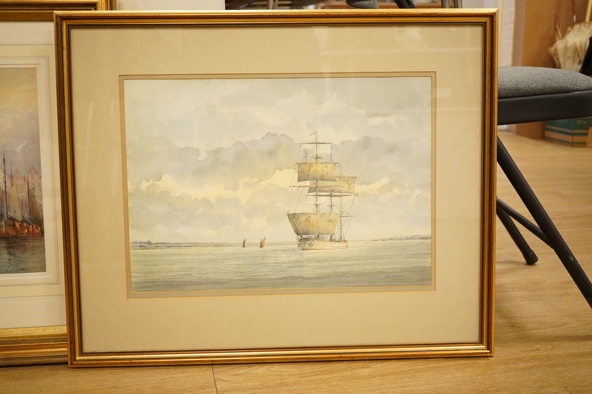 Three watercolours to include Alan Middleton, 'San Giorgio Maggiore, Venice' and another by a different hand, 'On the return of the Barque', largest 33 x 46cm. Condition - good